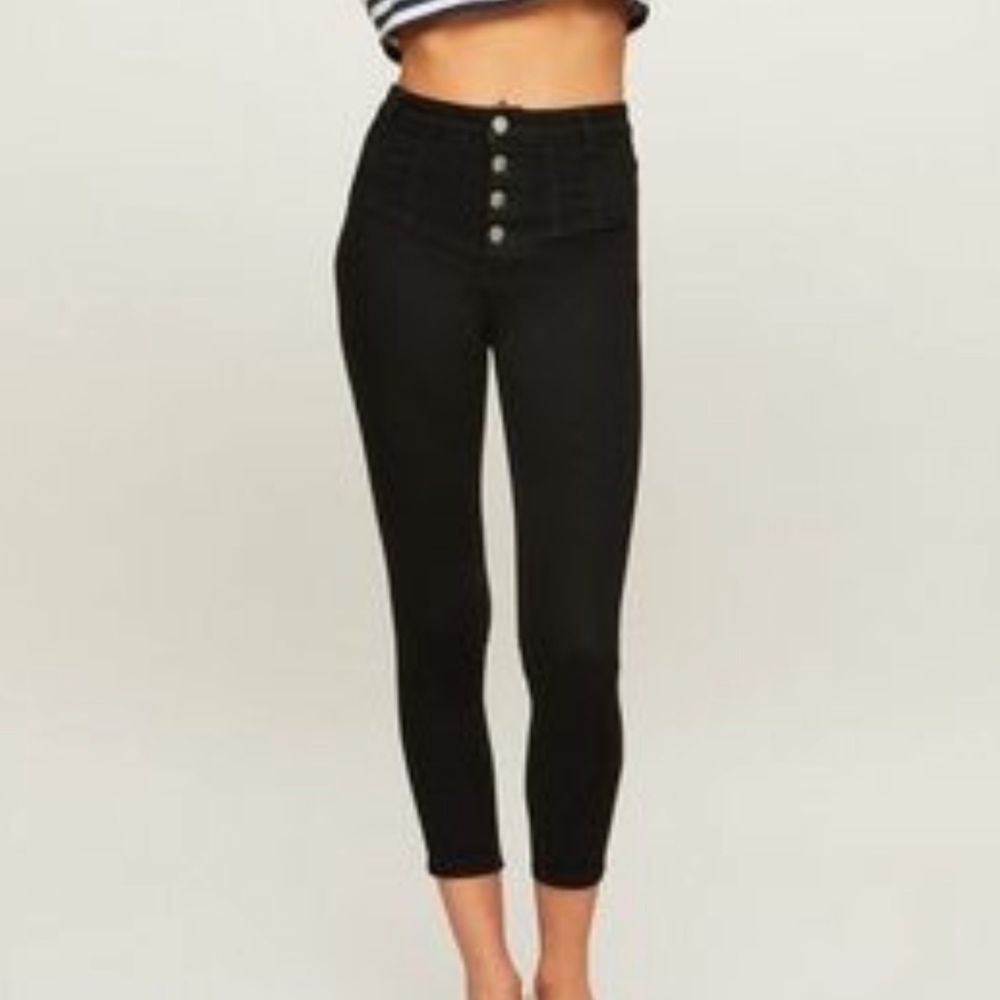 Miss Selfridge black button fly skinny jeans